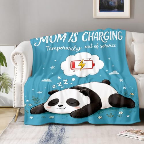 Aimego Mom is Charging Throw Blanket 50x60 Inch Funny Panda Design Soft Flannel Fleece Blanket for Mom Gift for Mother Birthday Mothers Day Christmas Couch Sofa Bed Home Decor - color: A-tter Blanket