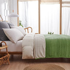 Longhui bedding Sage Green Acrylic Cable Knit Sherpa Throw Blanket - Thick, Soft, Big, Cozy Sage Green Knitted Fleece Blankets for Couch, Sofa, Bed - 50 x 63 Inches - color: Sage Green, size: 50" x 63", Standard