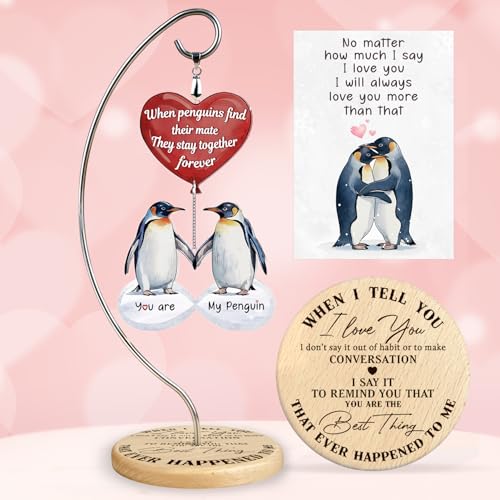 Gifts for Him Her - Wedding for Women Men Couple - Birthday Gift for Girlfriend Boyfriend - Romantic I Love You Gift for Wife - Couple Penguin Ornaments for Christmas Valentines Day - color: 06 - Penguin Couple