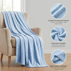 Exclusivo Mezcla Fleece Bed Blanket Twin Size, Lightweight Jacquard for Spring Summer, Soft Cozy Breathable Blankets, Light Blue, 90x66 Inches - color: Light Blue, size: Twin ( 90x66 IN )