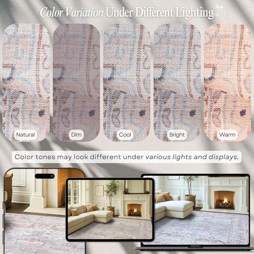 Fame Rugs Turkish Rug. Washable Vintage Oriental Antique Inspired Traditional Doormat Small Modern Area Rugs Luxury Entryway Entry Bedroom Bathroom Kitchen (403CC, 2'5 x 5') - color: 403cc, size: 2'6" x 5' (Rectangular)
