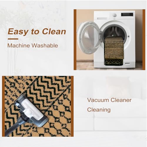 Moroccan Door Mat Indoor Entrance, 2x3 Machine Washable Small Rug for Bedroom, Non-Slip Low Pile Natural Brown Rug Farmhouse Rugs for Entryway Kitchen Bathroom - color: Natural/Brown, size: 2' x 3' (Rectangular)