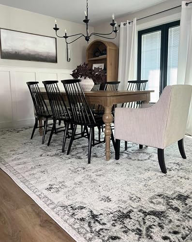 Hauteloom Kaleidoscope Area Rug - Medallion Distressed Floral Border Faded - Traditional Oriental Turkish Transitional Contemporary - Beige, Medium Gray, Charcoal, Gray, White - 2' x 2'11" - color: Peach, Medium Gray, Charcoal / Bordeaux, size: 1'11" x 2'