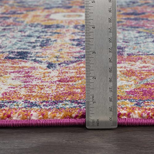 Hauteloom Kaleidoscope Boho Colorful Area Rug for Living Room, Bedroom Area Rug - Traditional Vintage Medallion Carpet - Orange, Purple, Magenta, Teal - 2' x 3' - color: White, Mustard, Teal / Shueyville, size: 1'11" x 2'11" (Rectangular)