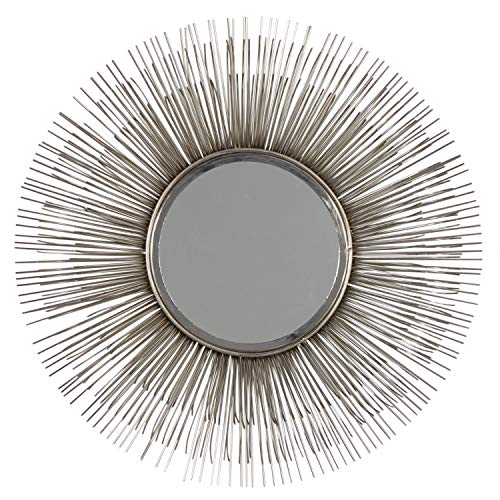 Deco 79 Metal Room Wall Mirror Starburst Entryway Mirror, Wall Mounted Mirror 29" x 4" x 29", Silver - color: Silver, size: 28.5"L x 28.5"W
