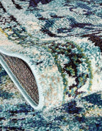 Rugs.com Fleur Collection Rug – 8' Round Blue Medium-Pile Rug Perfect for Kitchens, Dining Rooms - color: Blue 12, size: 8' (Round)