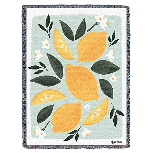 Pure Country Weavers Pastel Lemons Blanket by Kyra Brown - Garden Floral Gift Tapestry Throw Woven from Cotton - Made in the USA (72x54) - color: Pastel Lemons