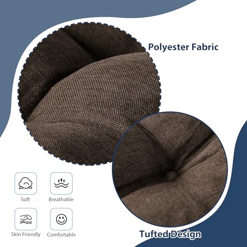 IASEAHK Chair Cushions for Dining Chairs, Seat Cushions for Kitchen Chairs, Indoor Seat Cushions with Ties, Tufted Foam Chair Pads, Non Slip Chair Cushions Set of 6, 15.5" x 15.5" x 4", Brown - color: Brown, size: Pack of 6