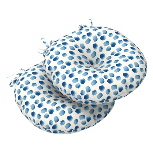 LVTXIII Outdoor Bistro Chair Cushions, 15"x15"x4" Round Patio Chair Cushions, All Weather Tufted Seat Cushions for Patio Furniture Use, Set of 2, Brush Blue - color: Brush Blue