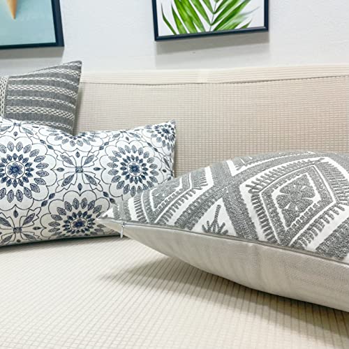 Slow Cow Embroidery Throw Pillow Cover Decorative Cushion Cover 18x18 Inch Gray - color: Grey Eyes, size: 18" x 18" (Pack of 1)