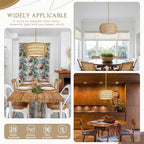 12.6 inch Natural Rattan Light Fixture Rattan Farmhouse Light Fixture Hand-Woven Pendant Lights Fabric Shade Boho Chandelier for Kitchen Dinning Room (Bulb Incl.) - color: 12.6"-Natural-Drum