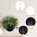 Zopeal 16 Pack Self Watering Hanging Planters 8 Inch Garden Flower Plant Pot Container with Drainer and Chain Round Hanging Pot Plant Basket for Indoor Outdoor Plants (Black) - color: Black