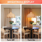 Arturesthome Rattan Pendant Light for Dining Room,19.6" Rattan Chandelier Woven Boho Pendant Light Fixtures Wicker Chandelier for Living Room Hallway Foyer Cafe - size: 19.68"*12.2"
