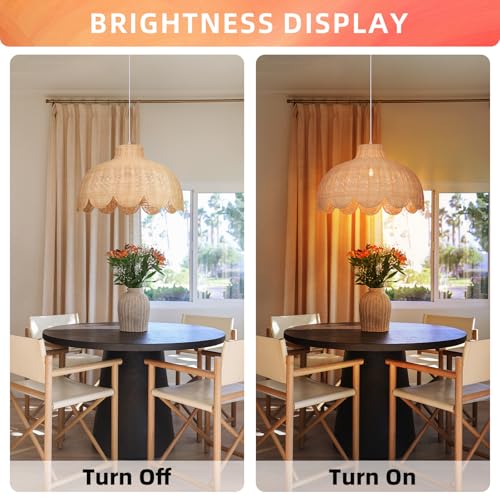Arturesthome Rattan Pendant Light for Dining Room,19.6" Rattan Chandelier Woven Boho Pendant Light Fixtures Wicker Chandelier for Living Room Hallway Foyer Cafe - size: 19.68"*12.2"