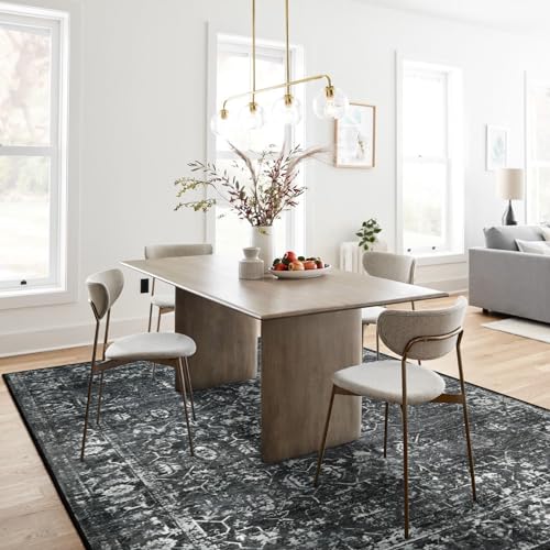 Lahome Margot 8x10 Area Rugs for Living Room Washable Rugs 8x10 Black Large Rug Indoor Carpet, Vintage Distressed Rug Soft Non Slip Area Rug for Bedroom Dining Room Home Office(8 x 10, Black/Grey) - color: Black/Grey, size: 8' x 10' (Rectangular)