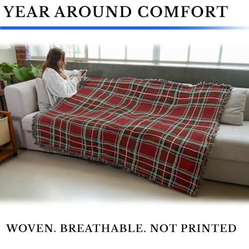 Pure Country Weavers Plaid Blanket Stewart Royal Tartan - Patterns Gift Tapestry Throw Woven from Cotton - Made in the USA (72x54) - color: Stewart Royal