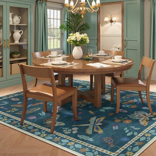 Beeiva Insect Print Area Rug 6x9, Washable Rugs for Living Room Non Slip, Soft Low Pile Ultra Thin Foldable Large Carpet for Dorm Bedroom Kids Room Playroom Decor(Dark Green,6x9ft) - color: Dark Green, size: 6' x 9' (Rectangular)