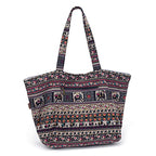 OPQRSTU Women Hippie Tote Hand Bag Large Capacity Bohemian Bag Portable Tourist Shoulder Bags - color: Brown