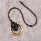 Leather Necklace for Women Long Boho Pendant Hippie Choker Necklace Bohemian Layered Leather Rope Wooden Jewelry Gifts - style: Bohemian Hippie Necklace