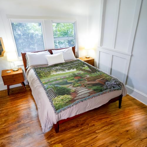 Pure Country Weavers Tranquil Garden Blanket - When Someone You Love Becomes A Memory - Sympathy Bereavement Gift Tapestry Throw Woven from Cotton - Made in the USA (72x54) - color: Tranquil Garden, size: 72" x 54"