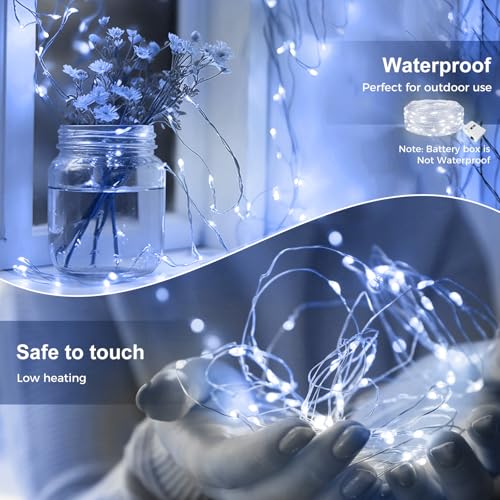 kolpop 12 Pack LED Fairy Lights Battery Operated, 7FT 20 LED Mini Twinkle String Lights Battery Powered Waterproof for Christmas Mason Jars Party (Cool White) - color: Cool White, size: 12 Pack