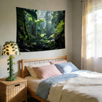 QGHOT Jungle Tapestry, Rainforest Backdrop, Green Tropical Tapestry with Palm Leaves Extra Large Wall Art for Bedroom Living Room Decor 80x60in - size: 59.1"L x 78.7"W