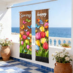 seewan 2 Pack Long Vertical Wall Tapestry, Boho Nature Landscape & Floral Aesthetic Wall Hanging for Bedroom Living Room Home Decor, Long Narrow Art Tapestry with Sunrise Mountain Botanical Designs, 13" × 51" (Spring Tulip Meadow, 13"Wx51"H, Unframed) - c