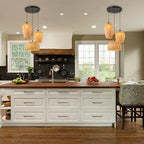 Rattan Pendant Light Bamboo Hanging Light 3-Lights Boho Pendant Light Fixture Woven Basket Wicker Shade Rattan Chandelier for Living Room Dining Room Kitchen - color: Rattan Bamboo, 3-Light