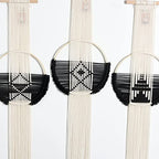 Flber Macrame Wall Hanging 3Pcs Macrame Wall Decor Macrame Wall Art Round Wall Art Handmade Boho Wall - color: Black