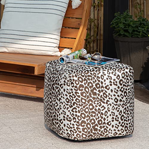 Anji Mountain 100% Handmade & Handcrafted Comfortable Home Décor Outdoor Pouf Ottoman Footrest for Living Room, Bedroom, Nursery, Kidsroom, Patio Furniture - (18" x 18" x 18"- Red-Ivory) - color: Amur Brown