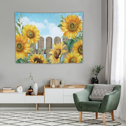Sunflower Tapestry,Watercolor Flower Butterfly Tapestry for Bedroom,Nature Landscape Tapestry Wall Hanging for Living Room Dorm Home Decor,40"x30" - color: Sunflower-5, size: W40xL30in