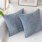 Home Brilliant Euro Sham Covers Super Soft Striped Plush Chenille Velvet Cushion Cover for Bench, 26 x 26 inch (66cm), Set of 2, Jeans Blue - color: Jeans Blue, size: 26" x 26" (Pack of 2)