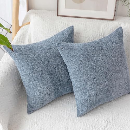 Home Brilliant Euro Sham Covers Super Soft Striped Plush Chenille Velvet Cushion Cover for Bench, 26 x 26 inch (66cm), Set of 2, Jeans Blue - color: Jeans Blue, size: 26" x 26" (Pack of 2)