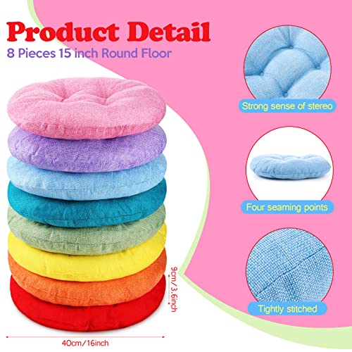 Fumete 8 Pcs 16 Inch Floor Cushions Pillow for Kids Bulk Classroom Round Flexible Seating Floor Cushions for Students Home Daycare School Reading Corner Yoga Meditation Picnic (Classic Rainbow) - color: Classic Rainbow