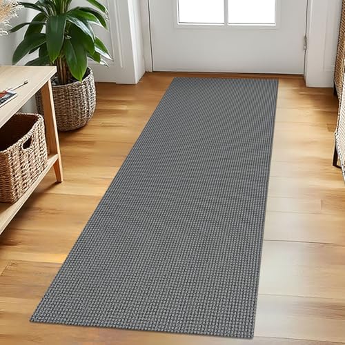 EARTHALL Woven Runner Rug 2x5 Ft Washable Runners for Hallways Cotton Non Slip Rubber Backed Kitchen Runner Braided Indoor Floor Carpet for Entryway, Hallway, Kitchen, Bedroom, Dark Gray - color: Dark Gray/Gray, size: 2' x 5' (Runner)