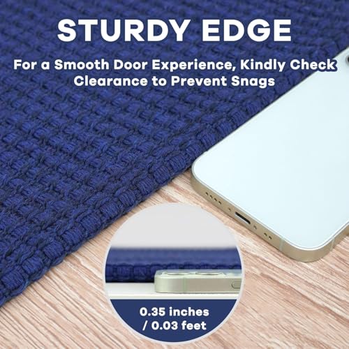 EARTHALL Woven Runner Rug 2x4 Ft Washable Runners for Hallways Cotton Non Slip Eentryway Runner Braided Indoor Floor Carpet for Kitchen, Hallway, Kitchen, Doormat, Royal Blue/Navy - color: Royal Blue/Navy, size: 2' x 4' (Runner)