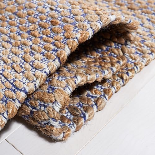 SAFAVIEH Natural Fiber Collection Runner Rug - 2'6" x 8', Natural & Navy, Handmade Farmhouse Boho Coastal Rustic Jute, Ideal for High Traffic Areas in Living Room, Bedroom (NF874N) - color: Natural/Navy, size: 2'6" x 8' (Runner)