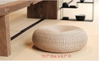 Straw Flat Seat Cushion, Handmade Floor Pouf Mat, Ottoman Footstool for Meditation, Zen, Yoga Practice or Buddha (19.7" Dia. x 6.7" H)