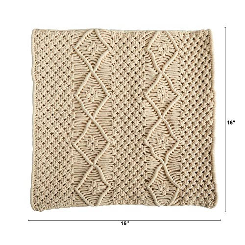 Nearly Natural 16in. Boho Woven Macrame Decorative Pillow Cover