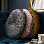 vctops Velvet Soft Round Chair Pads Cute Gradient Pom Pom Indoor Dining Chairs Cushion (Grey, Diameter 16") - color: Gray, style: Diameter 16 Inch