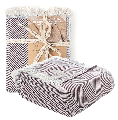 Bed Blanket, Queen Size (79 x 90 Inch), Cotton-Rich Blend, Soft Textured Woven Coverlet, Easycare, Lightweight & Breathable Bed Layering, All Season Bedding, Burgundy - color: Burgundy, size: Queen