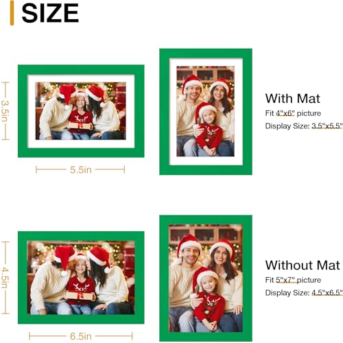 decorUhome 5x7 Picture Frame Set of 10, Display Photos 4x6 with Mat or 5x7 Unmatted for Picture Frames Collage Wall Decor, Green - color: Green, size: 5x7