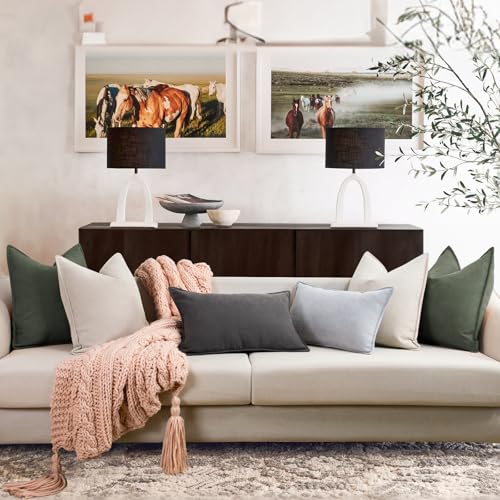ZWJD Army Green Pillow Covers 20x20 Set of 2 Chenille Throw Pillow Covers with Elegant Design Soft and Luxurious Decorative Pillows for Couch, Bed, Home Decor - color: Army Green, size: 20" x 20" (Pack of 2)