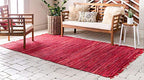 Unique Loom Chindi Cotton Collection Soft Hand Woven Natural Fiber Striped Area Rug, 2 ft 2 in x 3 ft, Red/Purple - color: Red/Purple, size: 2'2" x 3' (Rectangular)