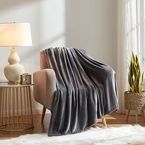 KMUSET Fleece Blanket Twin Size Dark Grey Lightweight Throw Blanket Super Soft Cozy Microfiber Blanket Factory Shop - color: Dark Grey, size: Twin(60"x80")