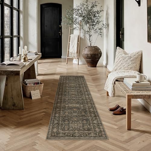 Kitchen Rug Set of 3 Washable Brown Vintage Kitchen Mats for Floor Non-Slip Kitchen Runner Rug Soft Low Pile Distressed for Bathroom Laundry Hallway Sink Entryway - color: Dark Brown, size: 20"x32"+20"x48"+20"x59"