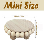 3 Pcs Small Wood Risers for Display,Mini 4 Inch Wooden Round Riser Famrhouse Pedestal Decor Succulent Potted Beaded Stand for Table Tiered Trays Home Kitchen Decoration (Mini Light Brown-3pack)
