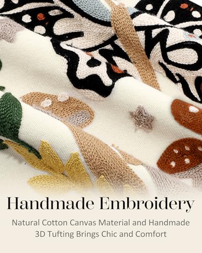 Embroidered Throw Pillow Cover - 20x20 Decorative Pillow Cover with Zipper Aesthetic Cute Design Boho Spring Summer Throw Pillowcase for Living Room Couch Sofa Bed, Butterfly Moon - color: Butterfly Moon, size: 20" x 20" (Pack of 1)
