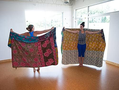 Royal Craft Indian Vintage Kantha Quilt Handmade Throw Reversible Cotton Blankets 1 Quilt Assorted Colors RCKQT0096 RCKQT0096 55X85 Inches