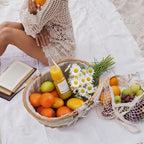 Large Wicker Picnic Basket with Handles,Handle Sturdy Woven Body with Removable and Washable Lining,Outdoor Camping,Gift Packing,Garden Picking, Storage.White Flower - color: White Flower